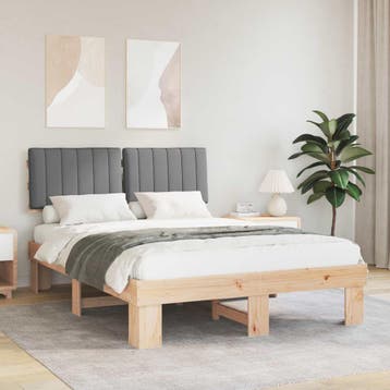 vidaXL Bedframe met Gevoerde Hoofdbord Lichtgrijs 140 x 190, Verzenden, Nieuw