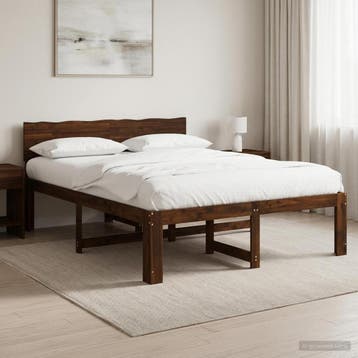 vidaXL Tweepersoonsbed met hoofdbord ROSTOCK Donkerbruin 120, Huis en Inrichting, Verzenden, Nieuw