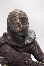 Sculpture, Luit speler. - 22 cm - Bronze