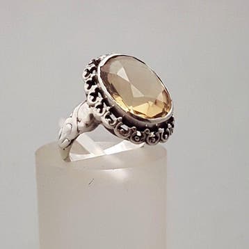 Zilver, Art Deco, Citrien(Getest) - Ring