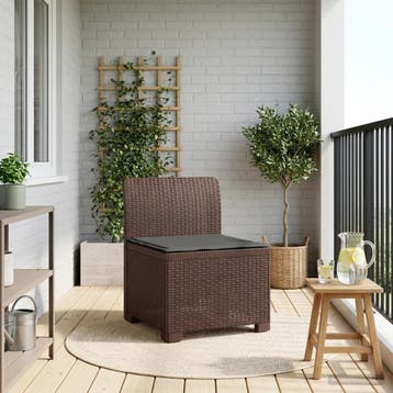 vidaXL Eén-zits Tuin Sofa met Kussen Rieten Look PP Bruin, Verzenden, Nieuw