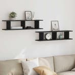 vidaXL Wandplanken 2 st 90x18x20 cm spaanplaat zwart, Verzenden, Nieuw