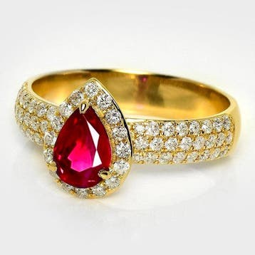 Zonder minimumprijs - Ring - 18 karaat GIA 0,97 ct Birma, Bijoux, Sacs & Beauté, Bagues