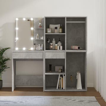 vidaXL Kaptafel met 2 kastjes en LEDs bewerkt hout, Verzenden