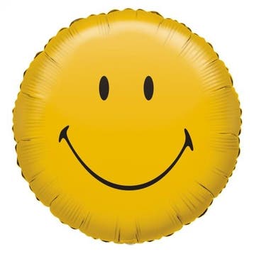 Gele Helium Ballon Smiley Leeg 43cm, Verzenden