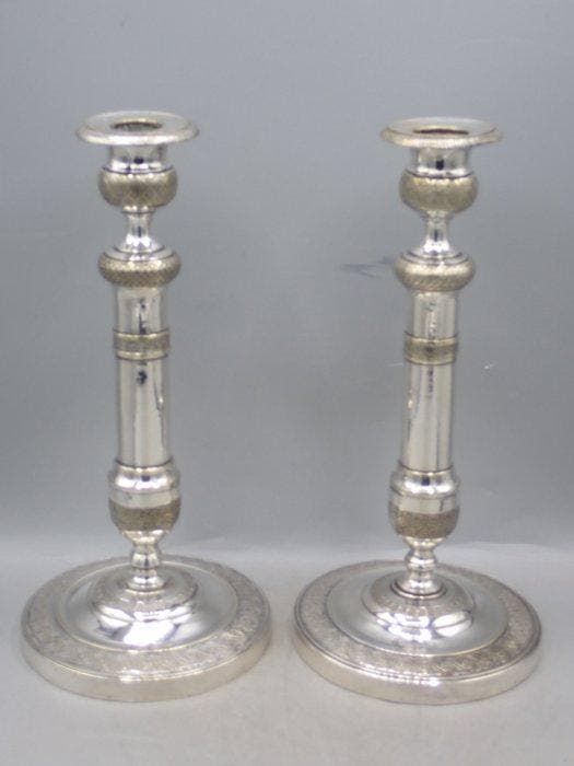 Christofle - Kaarsenhouder (2) - Verzilverd, Antiek en Kunst, Antiek | Meubels | Tafels