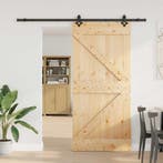 vidaXL Schuifdeur NARVIK Naturel en Zwart 100 x 210 cm, Doe-het-zelf en Bouw, Verzenden, Nieuw