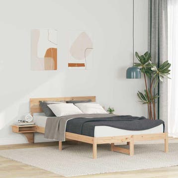 vidaXL Bedframe met hoofdeinde Bruin 140 x 200 cm Massief, Huis en Inrichting, Slaapkamer | Bedden, Verzenden, Nieuw