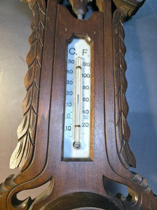 Aneroid barometer - Hout - thermometer - weer, Antiek en Kunst, Curiosa en Brocante