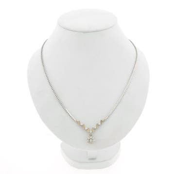 Bicolor gouden collier met vaste hanger en diamanten; 0,4..., Handtassen en Accessoires, Kettingen, Gebruikt, Ophalen of Verzenden