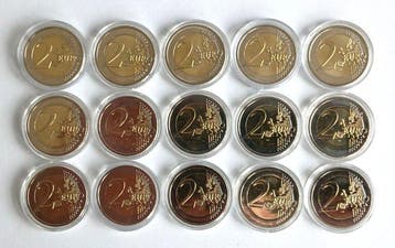 Slowakije. 2 Euro 2015/2026 (15 coins) (Zonder minimumprijs)
