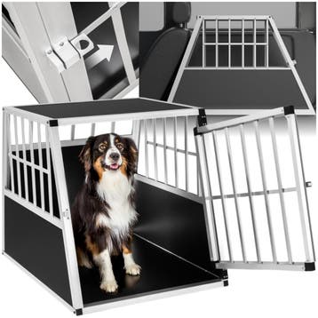 Hondenbench single met schuine achterwand - zwart, Dieren en Toebehoren, Verzenden, Nieuw