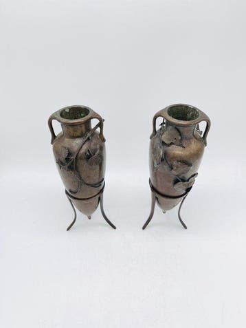 Urne - Bronze - Paire durnes à fleurs