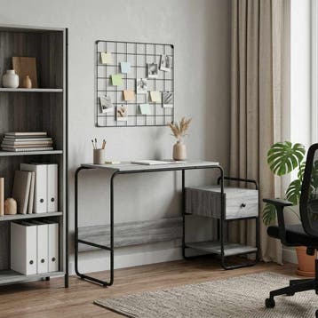 vidaXL Bureau met opslag Grijs Sonoma 131,5 x 50 x 75,5 cm, Verzenden, Nieuw