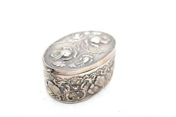 Doos - .833 zilver - Bloemen en vogel