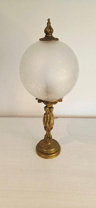 Lampe - Laiton, Bronze, Verre, Antiek en Kunst, Curiosa en Brocante