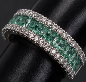 925 sterlingzilver Franse smaragdgroene eeuwigheidsring -