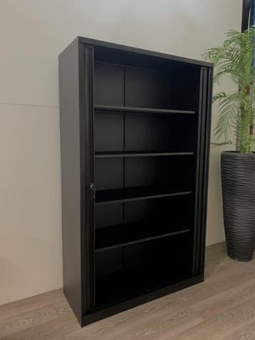 Nieuwe roldeurkast archiefkast - zwart 195 hoog, 100 tot 150 cm, Verzenden, Nieuw, Metaal
