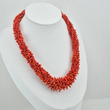 Koraal - Zilver - Halsketting - CORALLO MEDITERRANEO, Nieuw
