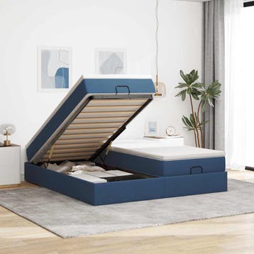 vidaXL Ottoman bed met matrassen 200x200cm stof blauw, Huis en Inrichting, Verzenden, Nieuw