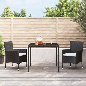 vidaXL Tuinstoelen met kussens 2 st. zwart poly rattan, Tuin en Terras, Tuinstoelen, Verzenden, Nieuw