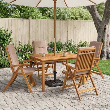 vidaXL 5-delige tuin eetset Naturel Massief Acacia Hout, Verzenden, Nieuw