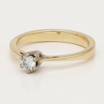 Bague - 14 carats Or jaune Diamant (Naturelle)