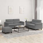 vidaXL 3-delige Loungeset met kussens microvezelstof, Verzenden, Nieuw