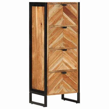 vidaXL Badkamerkast 40x30x100 cm massief acaciahout en ijzer, Verzenden