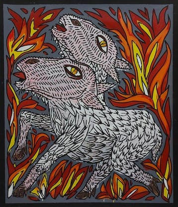 Baptiste Laurent - Australie, XL, 122x104cm, acrylic on, Antiek en Kunst