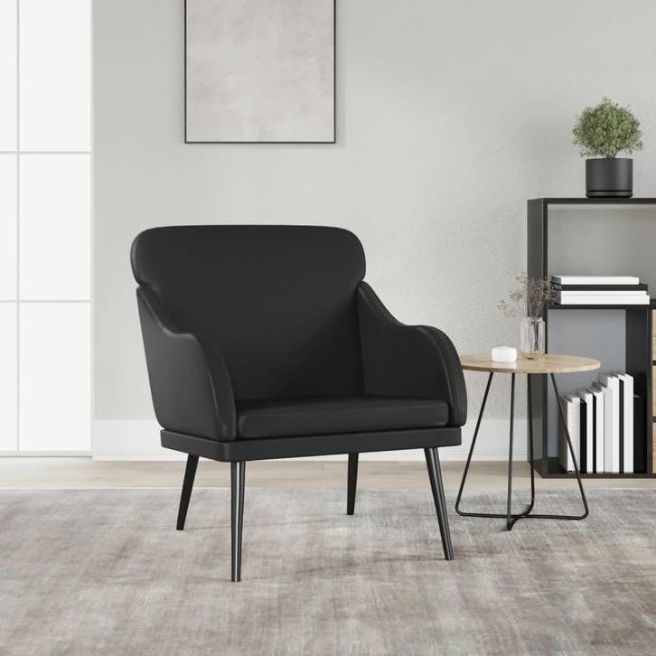 vidaXL Fauteuil 63x76x80 cm kunstleer zwart, Maison & Meubles, Fauteuils, Envoi