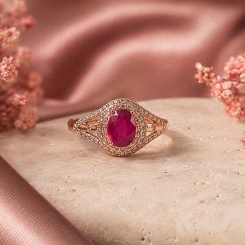Sans prix de réserve - Bague Plaqué or Rubis - Diamant -, Handtassen en Accessoires, Nieuw