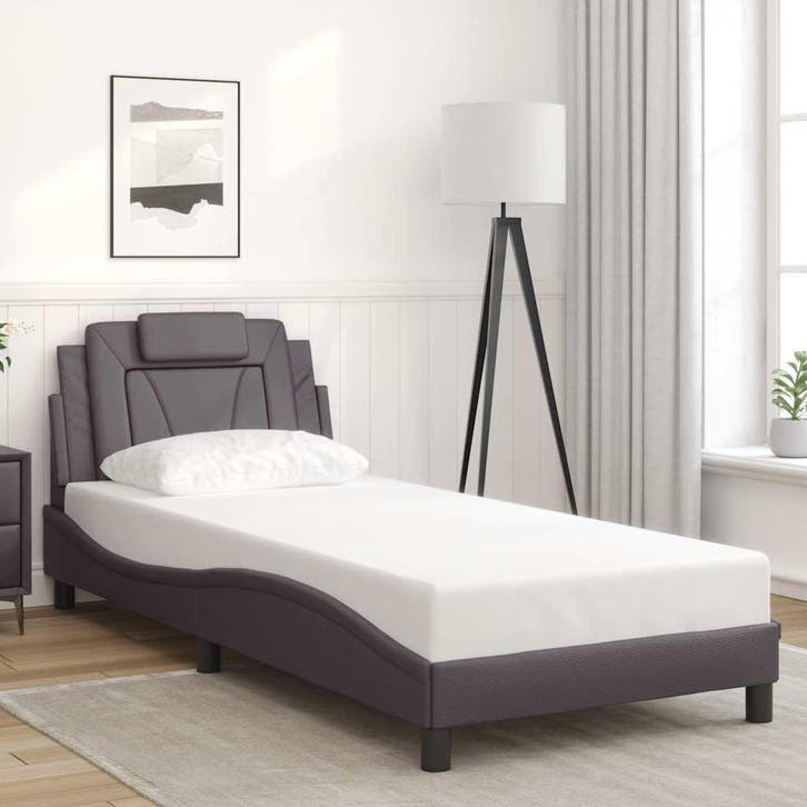 vidaXL Bedframe Viana zonder matras kunstleer grijs 80x200, Maison & Meubles, Chambre à coucher | Lits, Envoi