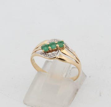 Sans prix de réserve - Bague - 18 carats Or jaune Émeraude -