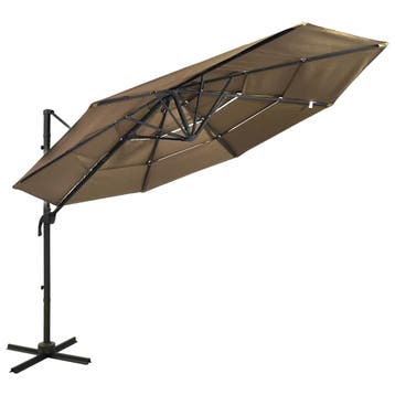 vidaXL Parasol 4-laags met aluminium paal 3x3 m taupe, Verzenden