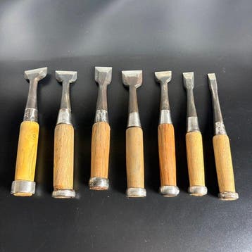 Vintage japonais Oire Nomi - Ensemble de 7 ciseaux à bois -