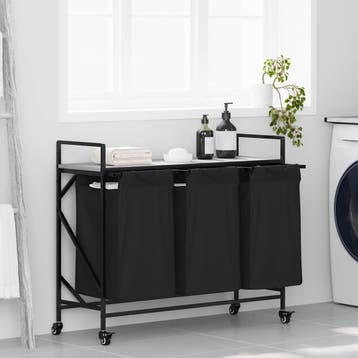 vidaXL Wasmand 3 vakken met planken grijs sonoma eiken, Verzenden, Nieuw