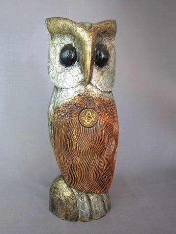 Statuette, Gufo Massonico Artigianale - 30 cm - Bois, Verzamelen, Militaria | Algemeen