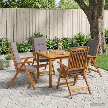 vidaXL 5-delige tuin eetset Naturel Massief Acacia Hout, Verzenden, Nieuw
