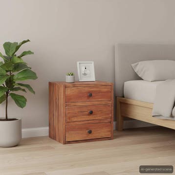 vidaXL Nachtkastje met 3 lades 35x25x35 cm massief, Verzenden, Nieuw
