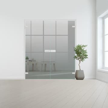 Glazen dubbele binnendeur voor opdek kozijn aluminium beslag, Verzenden