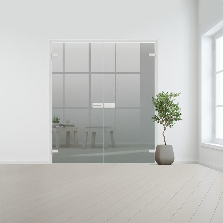 Glazen dubbele binnendeur voor opdek kozijn aluminium beslag, Doe-het-zelf en Bouw, Glas en Ramen, Nieuw, Verzenden