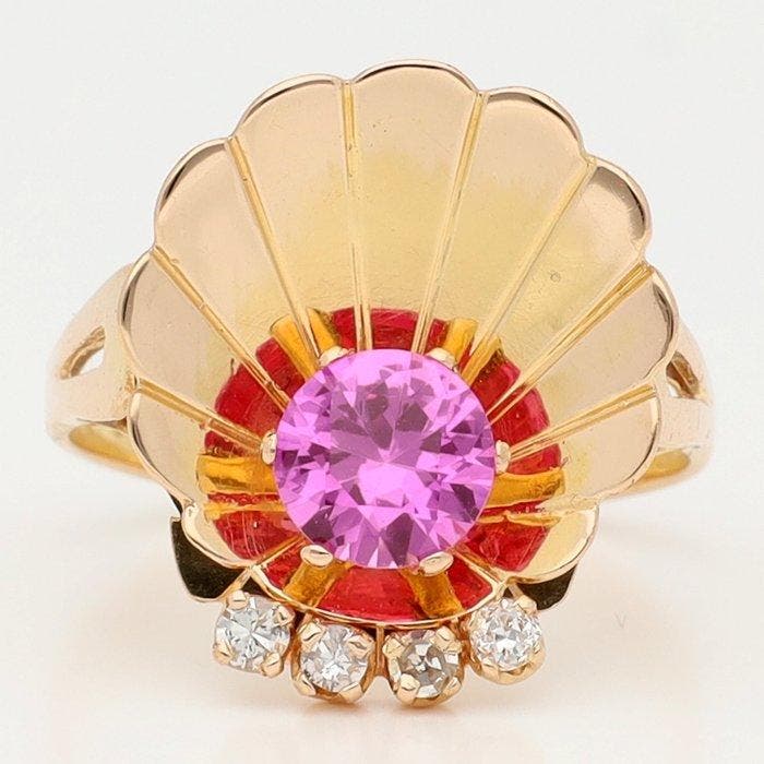Bague - 18 carats Or jaune Diamant (Naturelle) - Robijn, Bijoux, Sacs & Beauté, Bagues