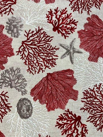 Elegante tafelkleed voor grote tafels. Rode koraal -