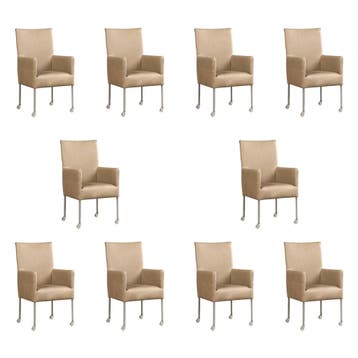 Set van 10 Leren eetkamerstoelen Spark - Rancho Stone, Ophalen of Verzenden
