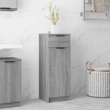 vidaXL Badkamerkast 32x34x90 cm bewerkt hout grijs sonoma, Huis en Inrichting, Verzenden, Nieuw
