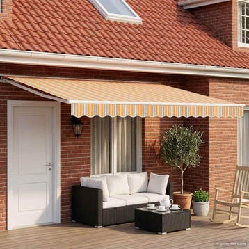 vidaXL Elektrisch Uitschuifbare Zonneluifel Oranje, Grijs,, Verzenden