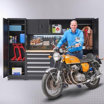 Datona Werkbank 160 cm met bovenkast en twee zijkasten -, Doe-het-zelf en Bouw, Werkbanken, Ophalen of Verzenden, Nieuw