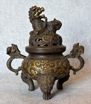 Brûleur dencens - Bronze - Créatures mythiques/ foo dog