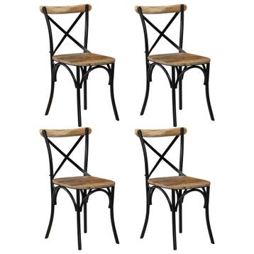 vidaXL Kruisstoelen 4 st massief mangohout zwart, Huis en Inrichting, Stoelen, Verzenden, Nieuw